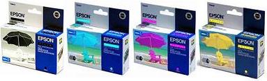 4 Pack Original Epson Cartridges Black Cyan Magenta and Yellow Ink Cartridges 13ml C13T044140 T0441/C13T044240 T0442/C13T044340 T0443/C13T044440 T0444 - Free UK Delivery